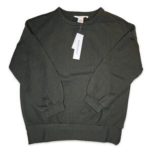 Workshop Republic Women’s XS Fleece Balloon Sleeve Sweatshirt Utility Green NEW